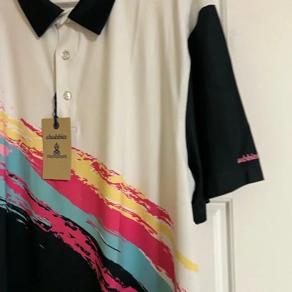 Chubbies Men's Performance Polo Shirt with White, Pink, and Blue Accents NWT XXL - Picture 2 of 12